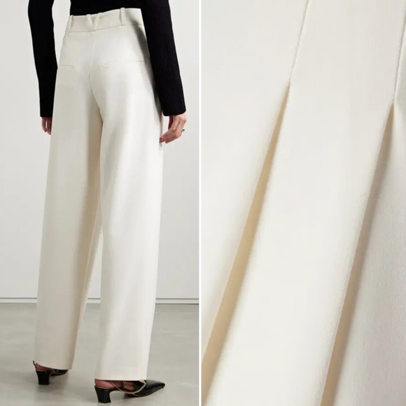 NWOT Veronica Beard Lagarde Wide Leg High Rise Cream Pleated Pants Size 4 $498 - Picture 4 of 13